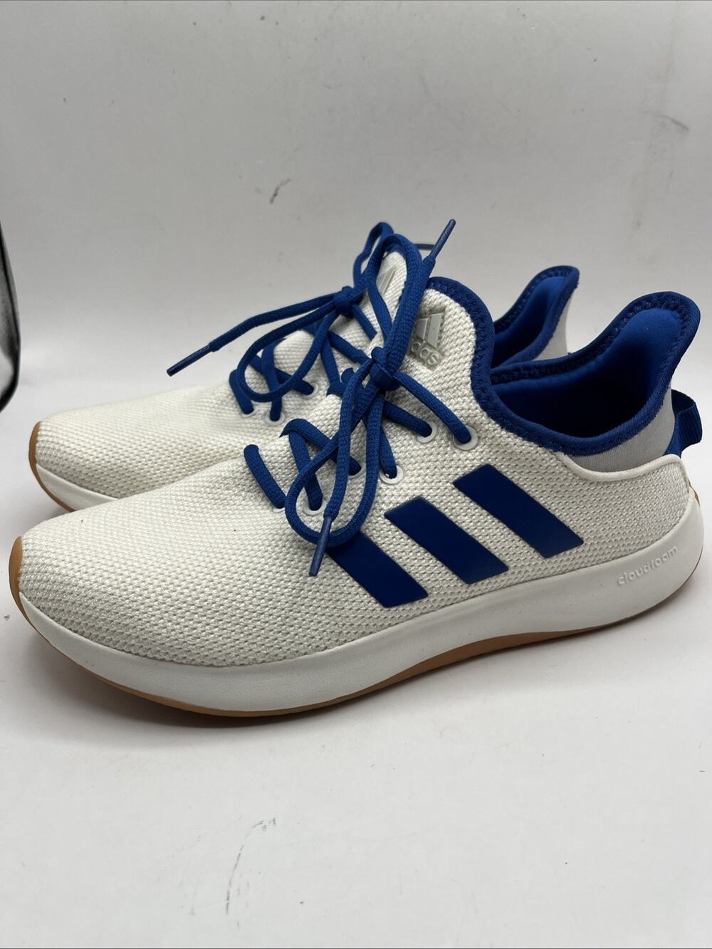 Adidas Cloudfoam Plus Cream White Royal Blue Mesh Sneakers Shoes Sz US 7.5 NWOTB
